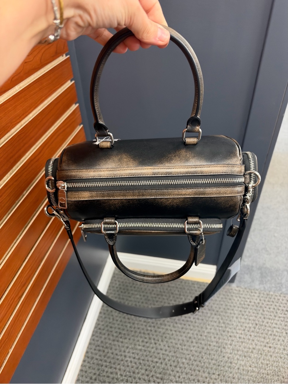 NWT Coach Rowan Satchel Bag With Pockets In Loved Leather Black Brown CES83 - Picture 5 of 7